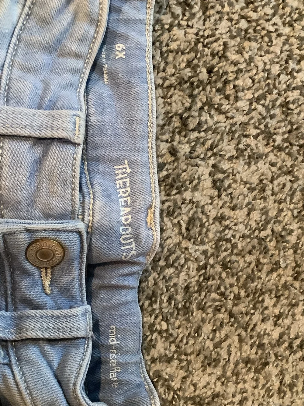 Girls Size 6x Light Blue Floral Print Bootcut Jeans